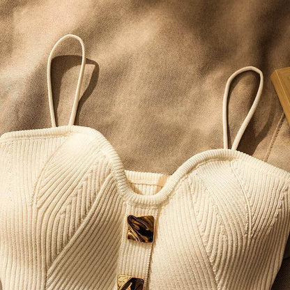 Fitted Ribbed Tank Top with Spaghetti Straps