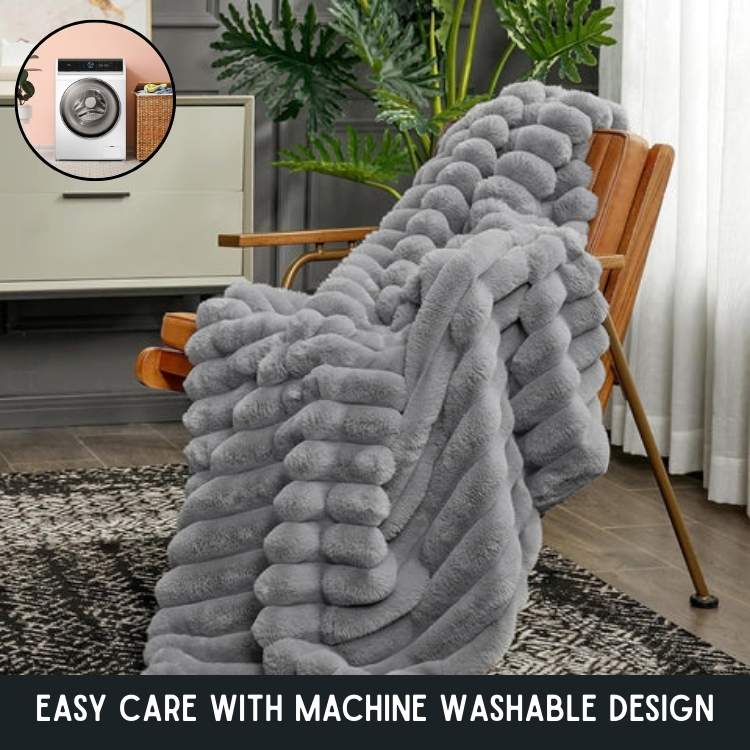 Plush Fake Fur Heavy Throw Blanket