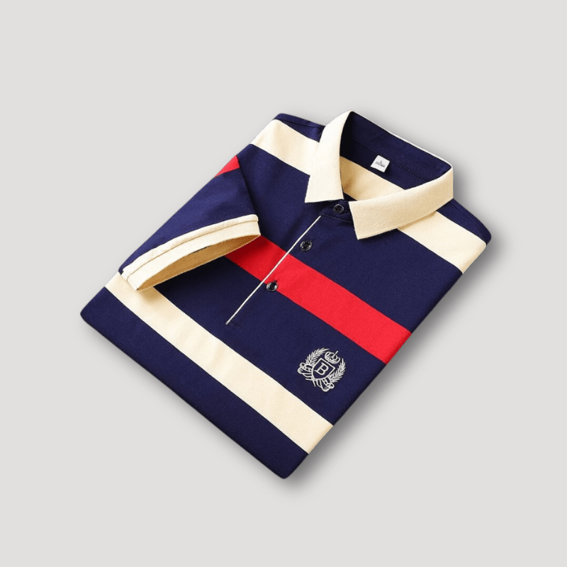 Traditional Mens Vertical Stripe Polo Shirt - OutfitLondon