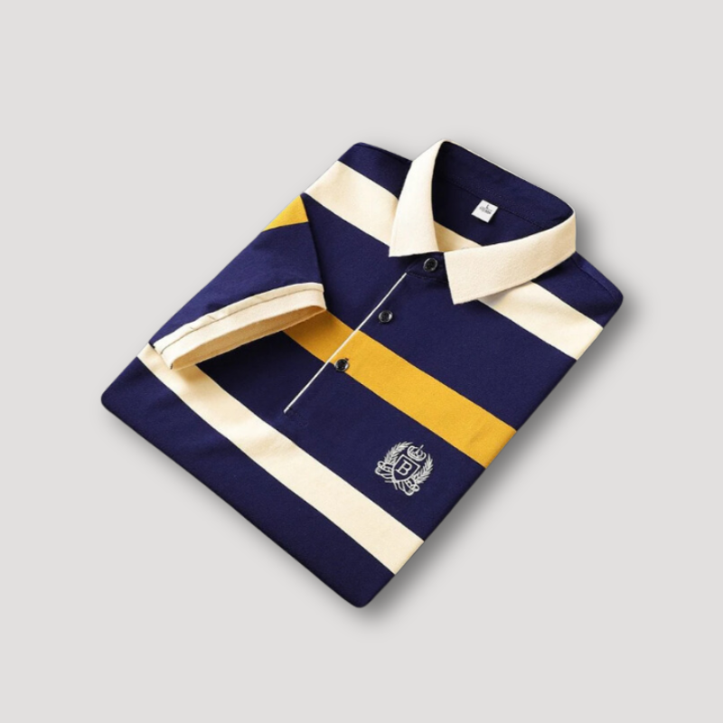 Traditional Mens Vertical Stripe Polo Shirt