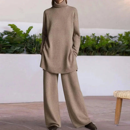 Comfy Women's Wool Knit Sweater Pants Set - OutfitLondon