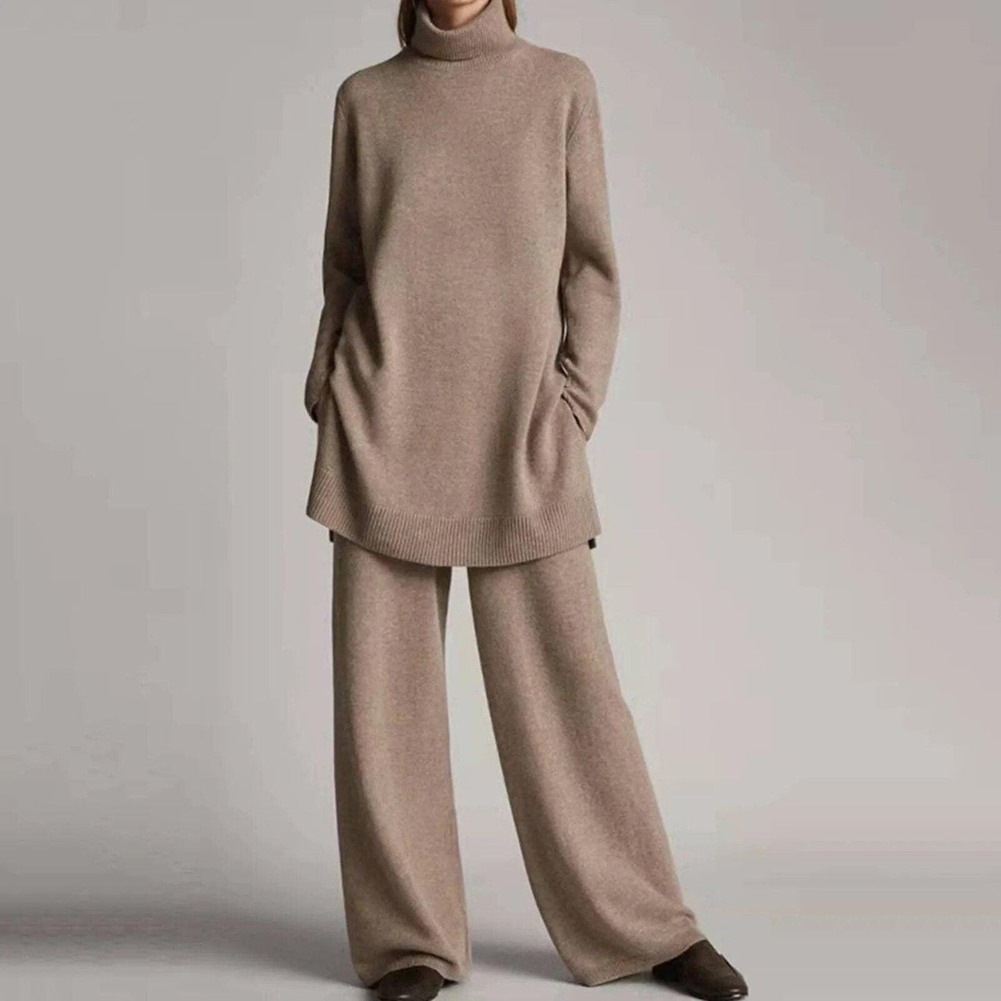 Comfy Women's Wool Knit Sweater Pants Set