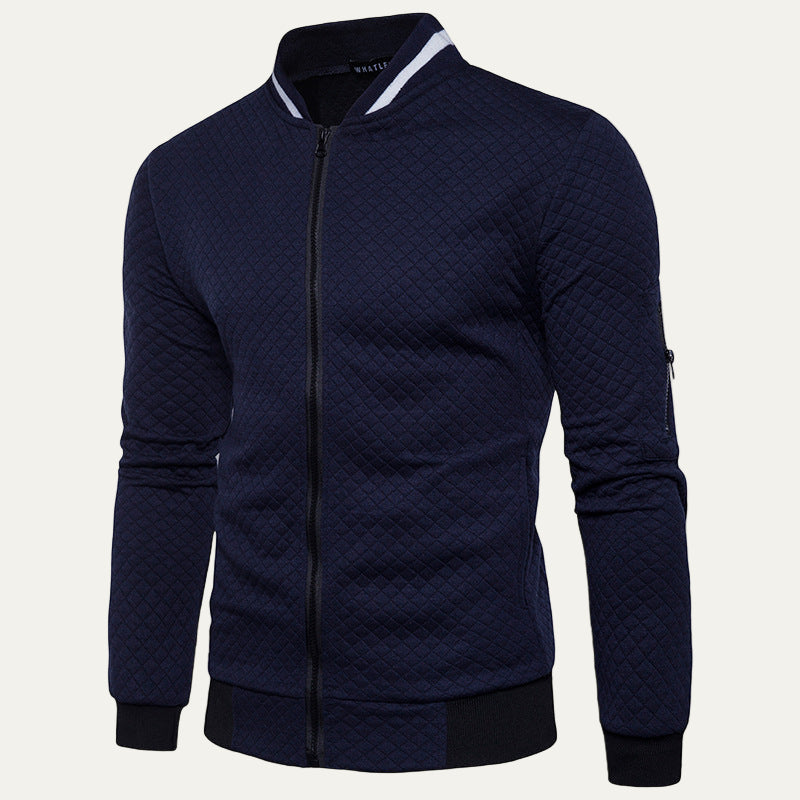 Men's Classic Quilted Knit Sweater Jacket