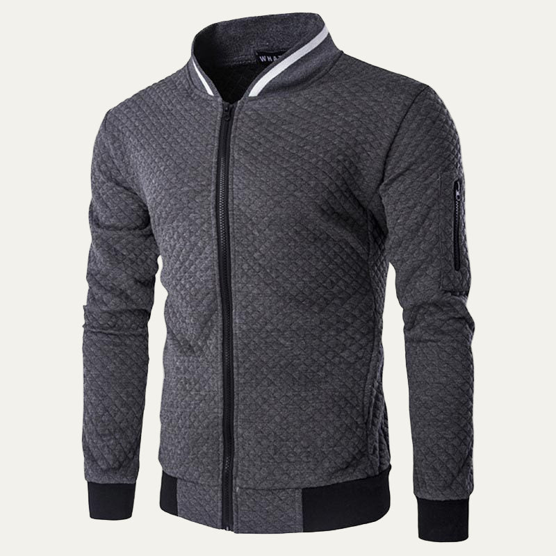 Men's Classic Quilted Knit Sweater Jacket