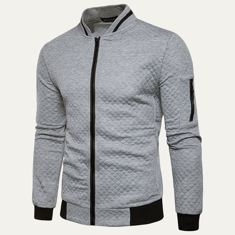 Men's Classic Quilted Knit Sweater Jacket