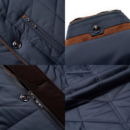 Warm Padded Mens Winter Coat with Faux Fur Trim