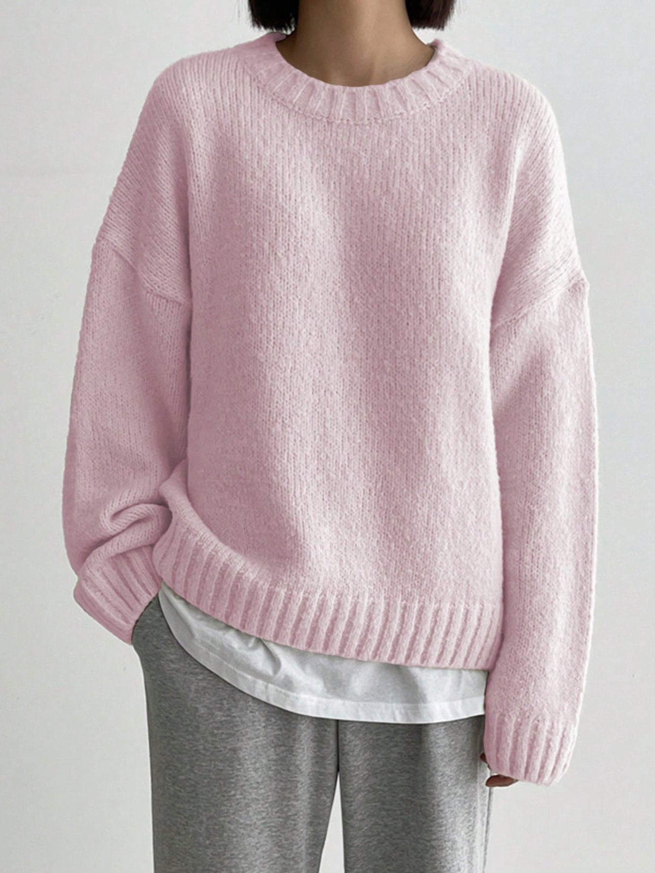 Soft Pastel Pink Ladies Sweater - OutfitLondon