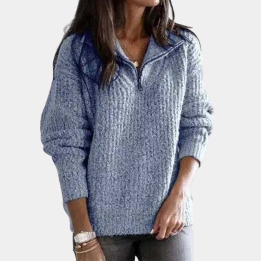 Soft Women's Pullover with Half Zip - OutfitLondon