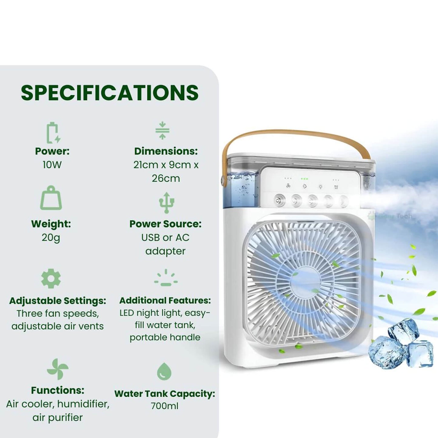 3-in-1 Portable Air Cooler & Humidifier