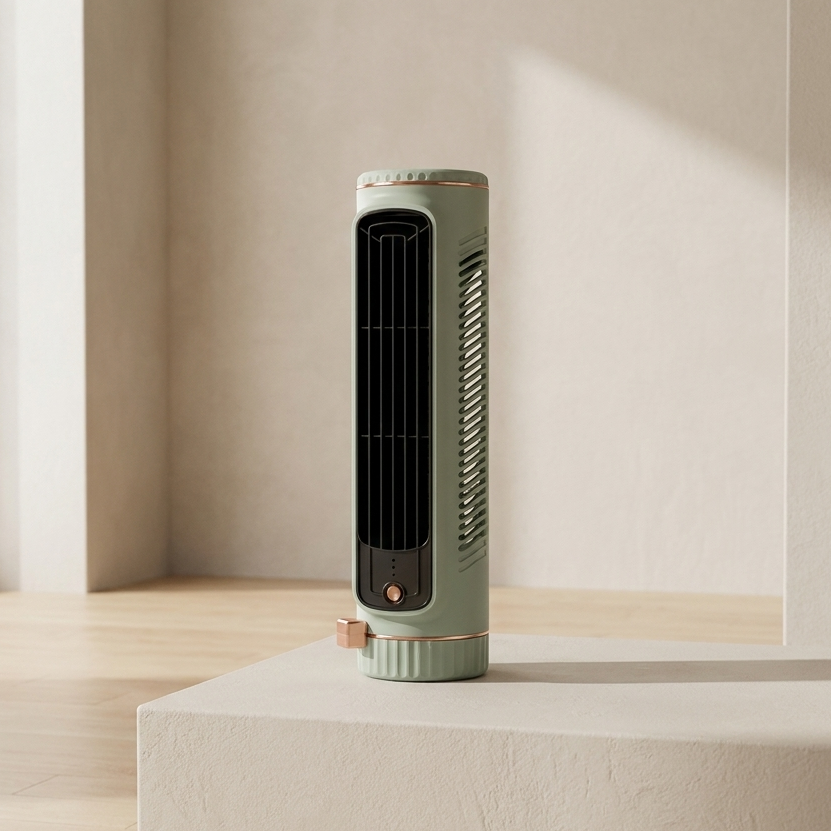 Compact Bladeless Tower Fan - Portable USB Power & 3 Speeds