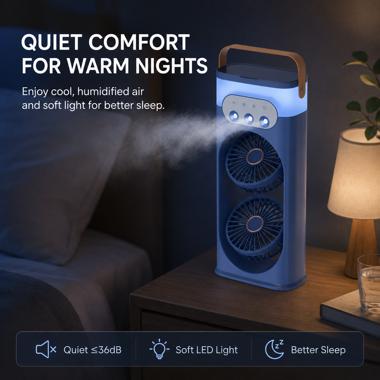 Compact Personal Cooling Tower Fan with Humidifier