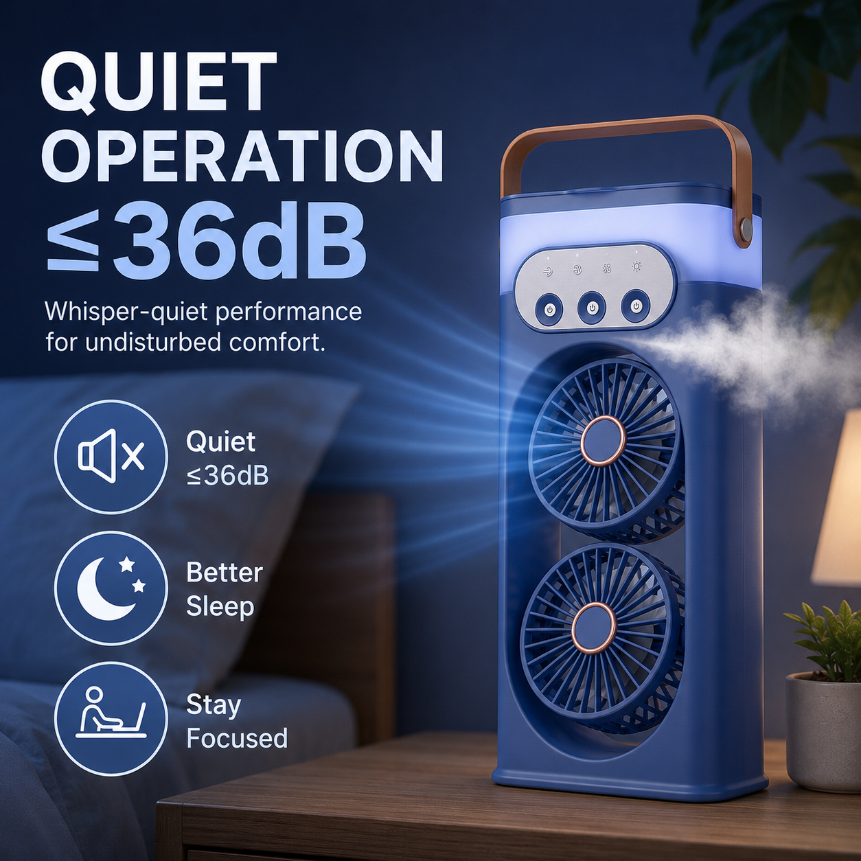 Compact Personal Cooling Tower Fan with Humidifier