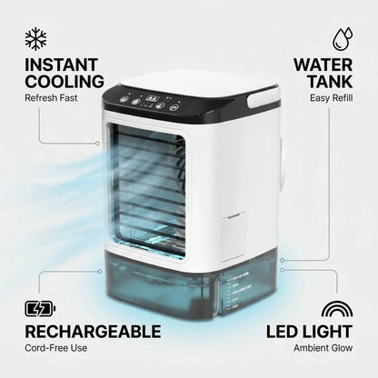 Portable Desk Air Cooler with Misting & Ice Box for Personal Comfort