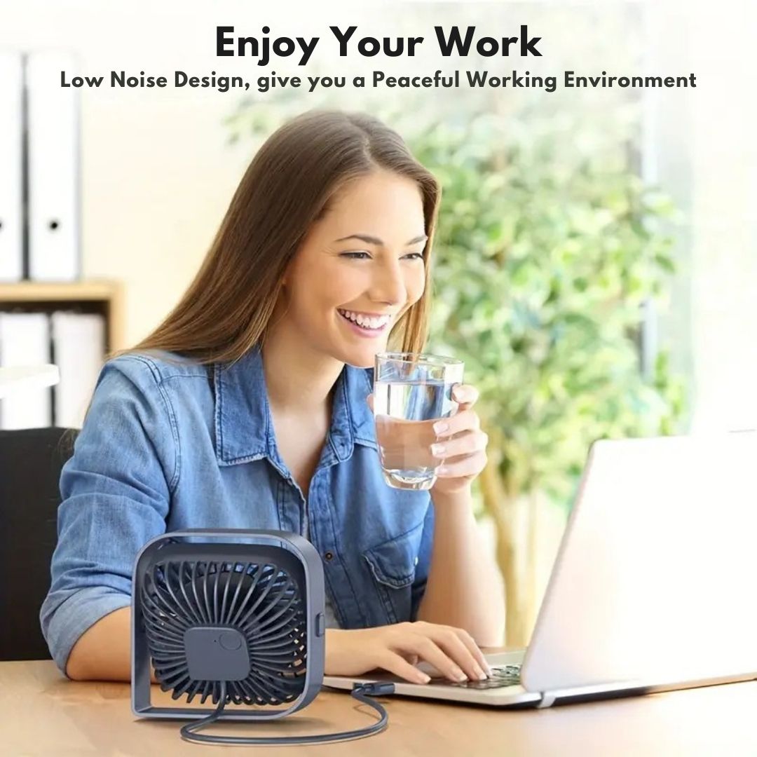 Compact USB Desk Fan with 360° Rotation