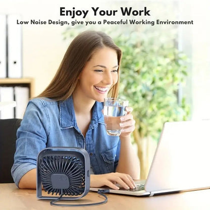 Compact USB Desk Fan with 360° Rotation