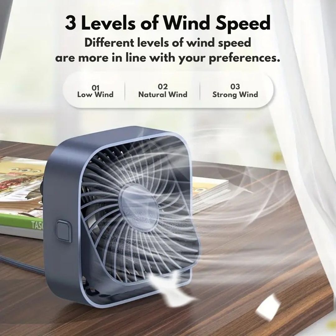 Compact USB Desk Fan with 360° Rotation