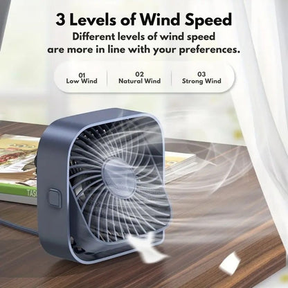 Compact USB Desk Fan with 360° Rotation