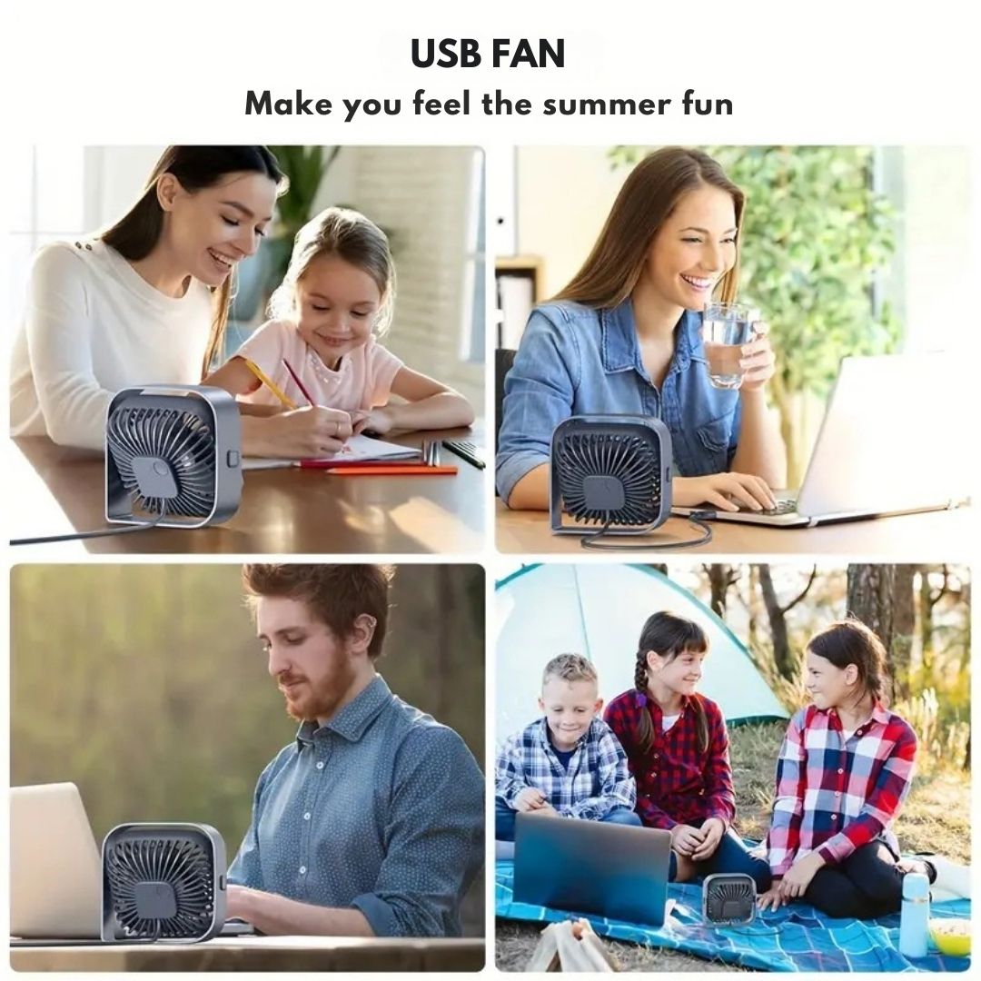 Compact USB Desk Fan with 360° Rotation
