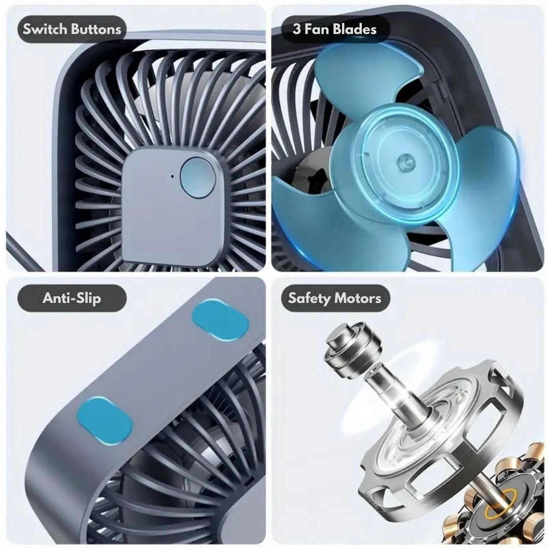 Compact USB Desk Fan with 360° Rotation