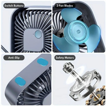 Compact USB Desk Fan with 360° Rotation