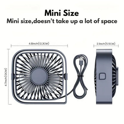 Compact USB Desk Fan with 360° Rotation