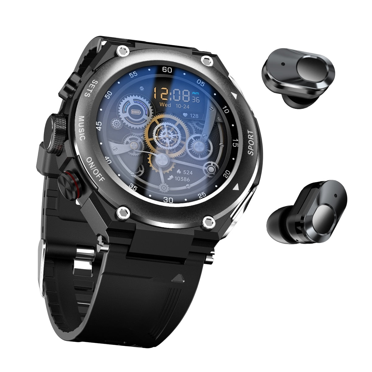 Advanced Smartwatch with Integrated Bluetooth Earbuds