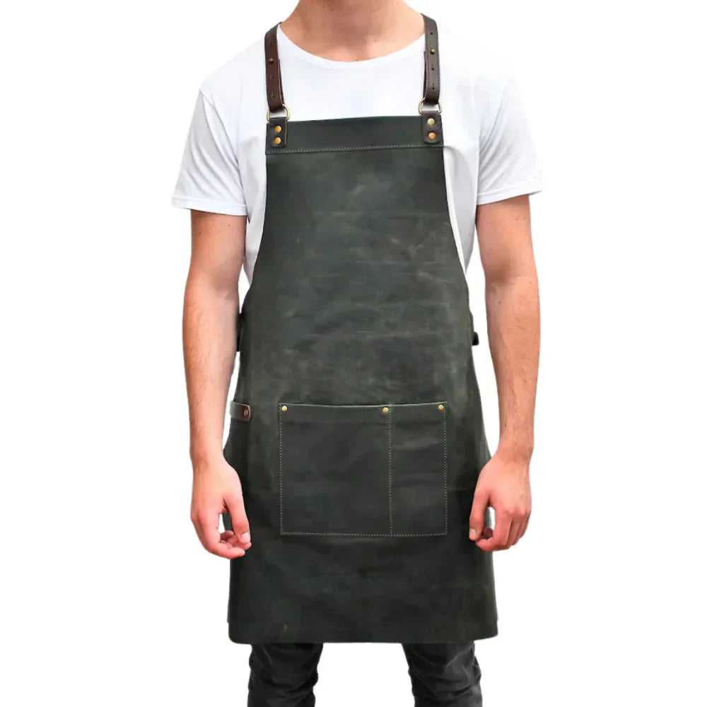 Leather Cooking Apron For Barbecue And Grilling - OutfitLondon