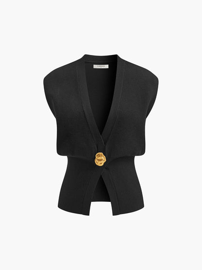 Cora | V-Neck Buttoned Holiday Clothes Sweater Vest