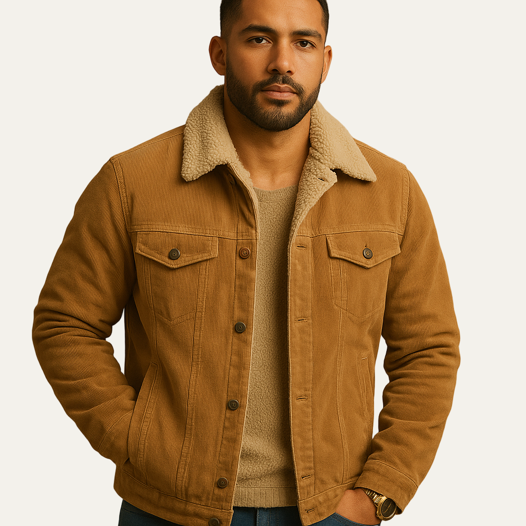 Men's Classic Corduroy Fleece Lined Denim Jacket