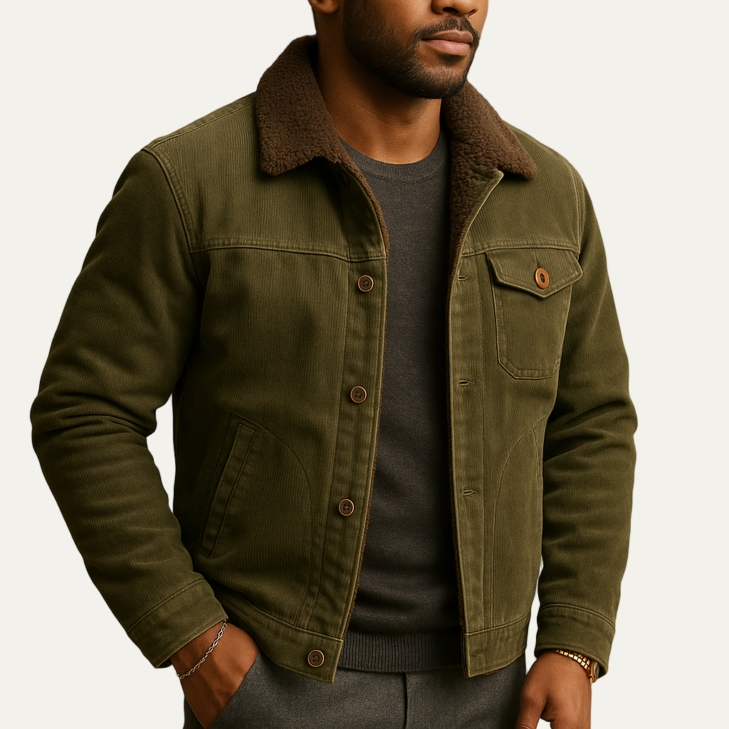 Men's Classic Corduroy Fleece Lined Denim Jacket