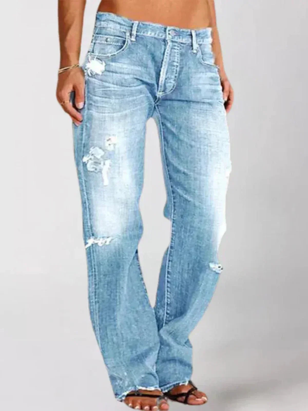 Women's Vintage Slim Fit Ripped Blue Jeans