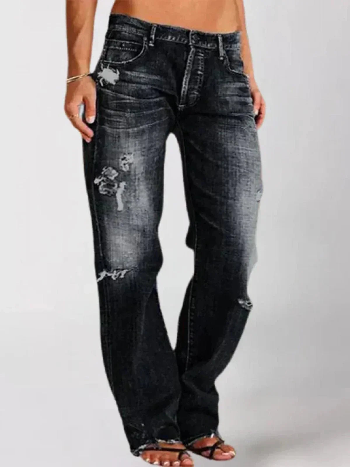 Women's Vintage Slim Fit Ripped Blue Jeans