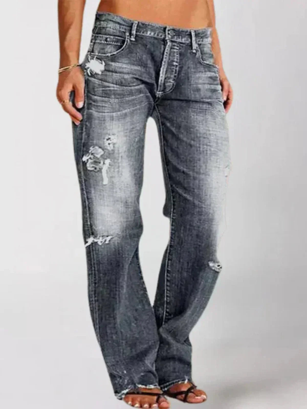 Women's Vintage Slim Fit Ripped Blue Jeans