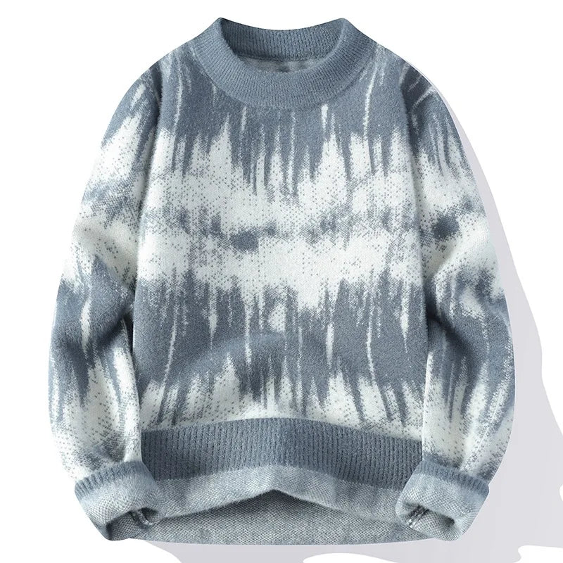 Men's Warm Plaid Crew Neck Sweater - OutfitLondon