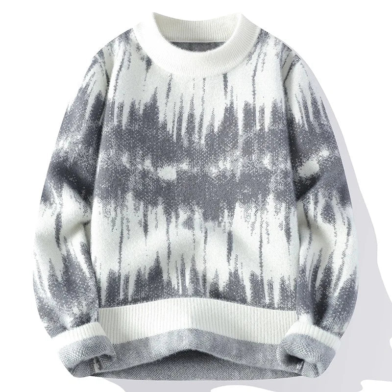 Men's Warm Plaid Crew Neck Sweater