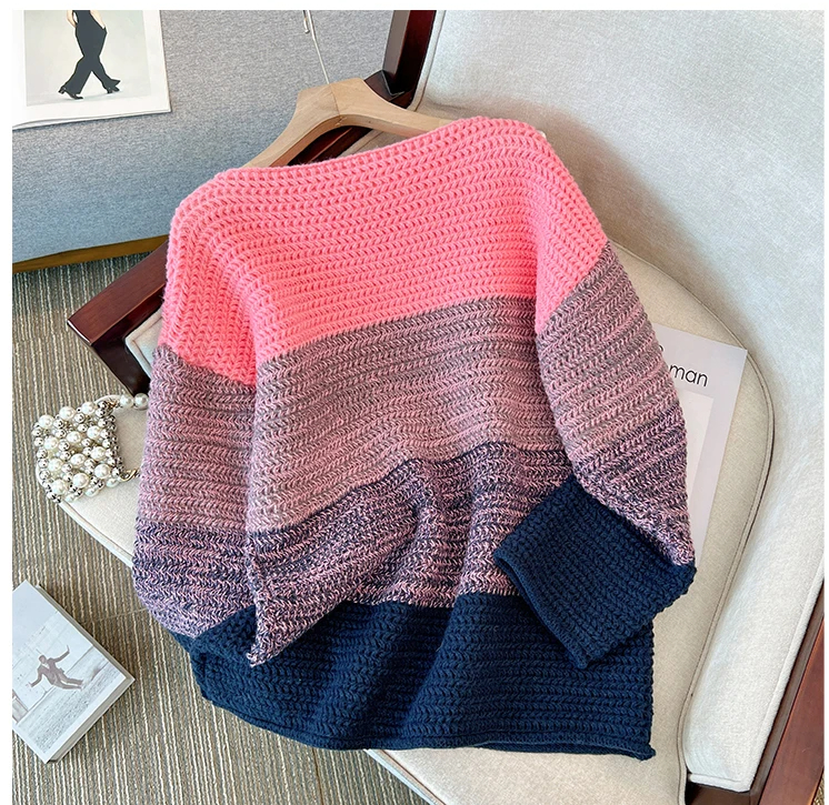 Comfy Oversized Relaxed Fit Colourful Patch Sweater
