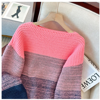 Comfy Oversized Relaxed Fit Colourful Patch Sweater