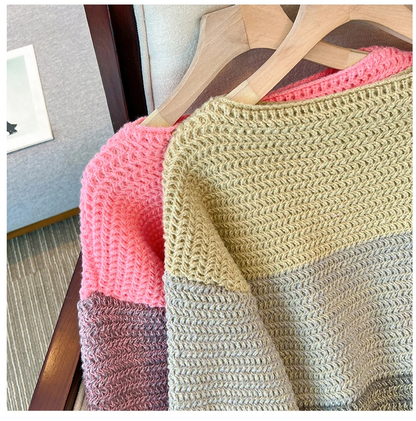 Comfy Oversized Relaxed Fit Colourful Patch Sweater