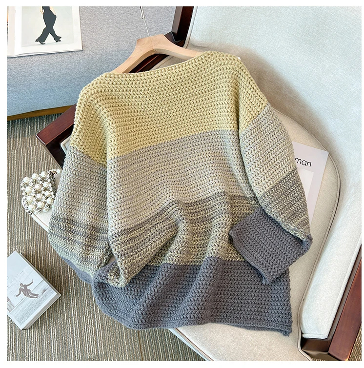 Comfy Oversized Relaxed Fit Colourful Patch Sweater
