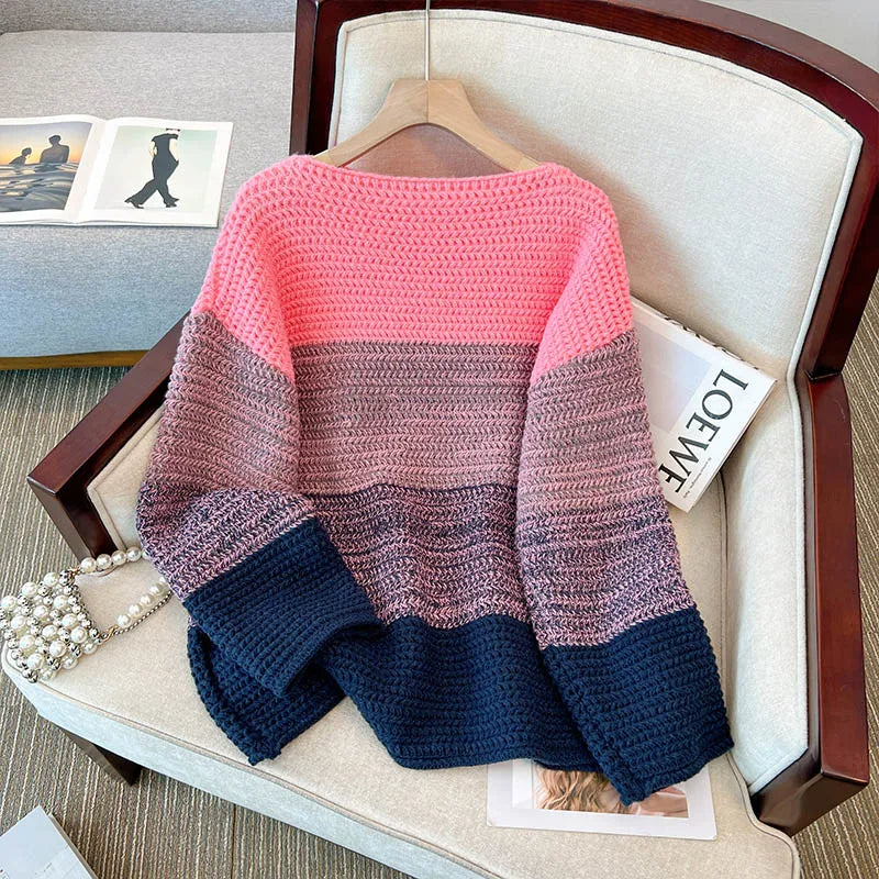 Comfy Oversized Relaxed Fit Colourful Patch Sweater