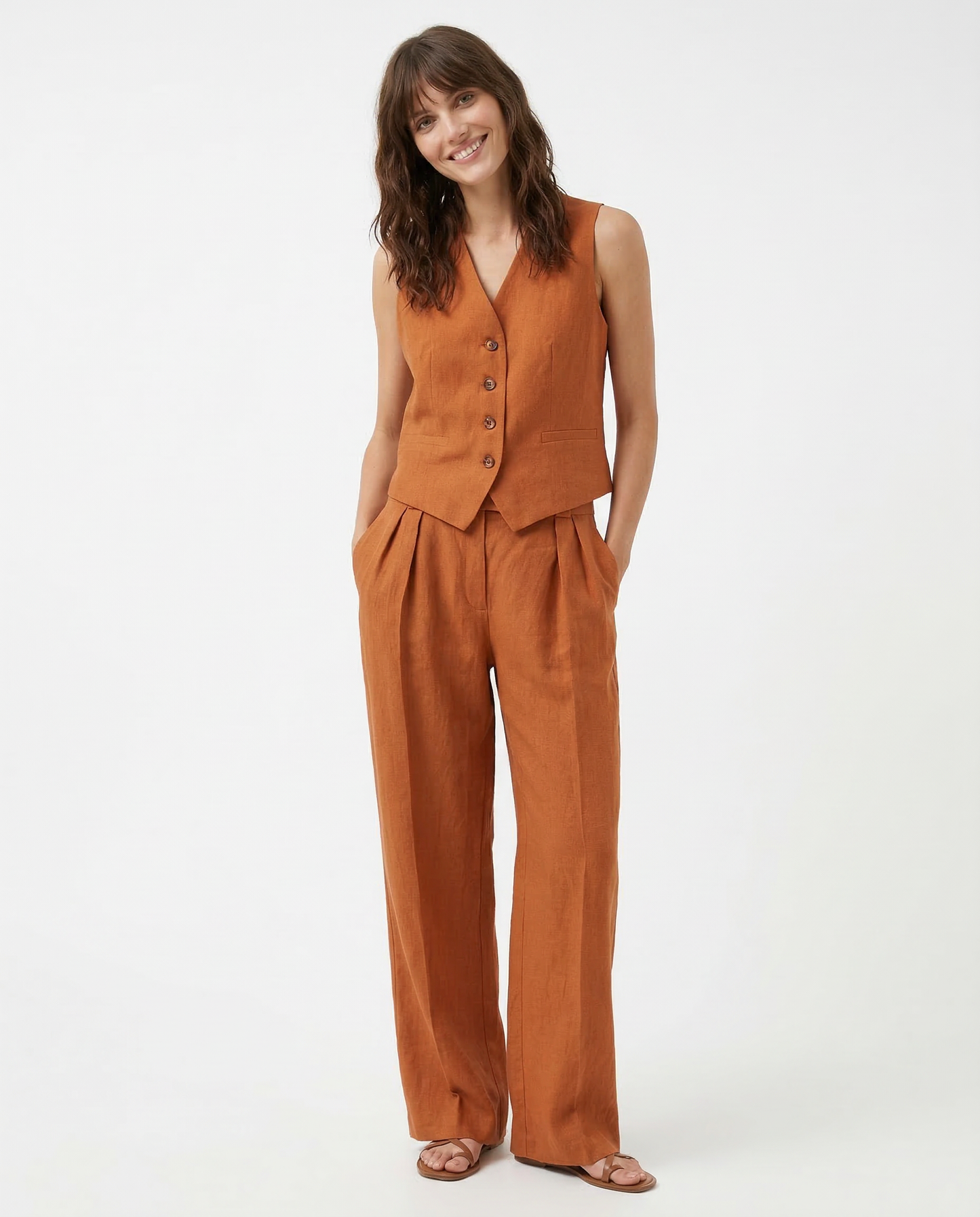 Classic Fit Vest and Loose Fit Pants Suit Set - OutfitLondon