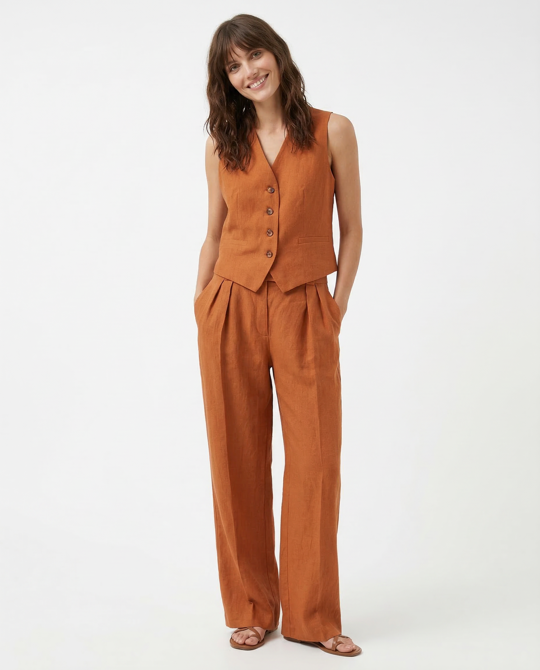 Classic Fit Vest and Loose Fit Pants Suit Set - OutfitLondon
