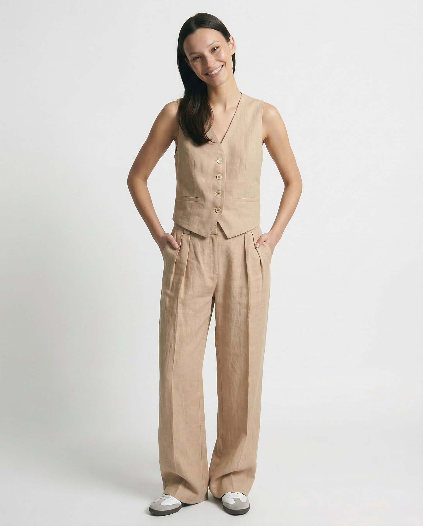 Classic Fit Vest and Loose Fit Pants Suit Set