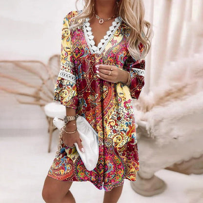 Image of Cynthia | Women's V-Neck A-Line Mini Dress