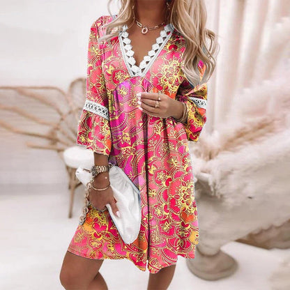 Image of Cynthia | Women's V-Neck A-Line Mini Dress