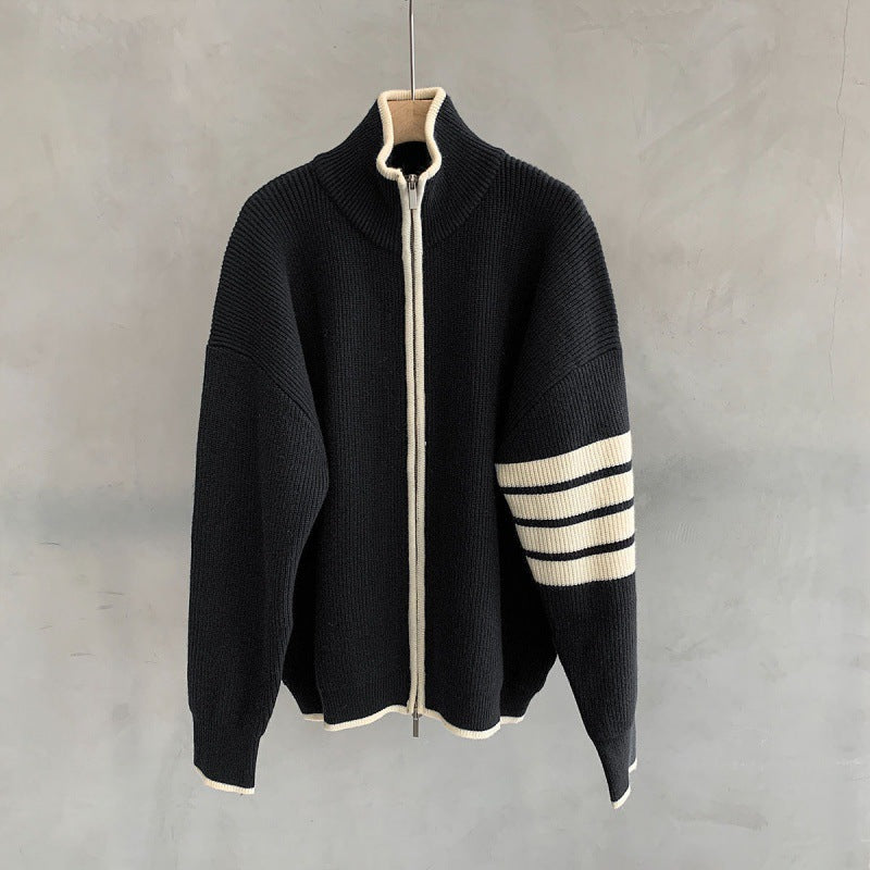 Traditional Mens Horizontal Stripe Pullover Sweater - OutfitLondon