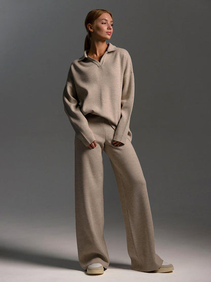 Women's Casual Cotton Sweatshirt and Straight-Leg Pants Set