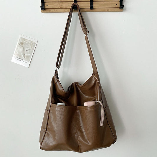 Big Spacious Tote Bag Soft Faux Leather - OutfitLondon
