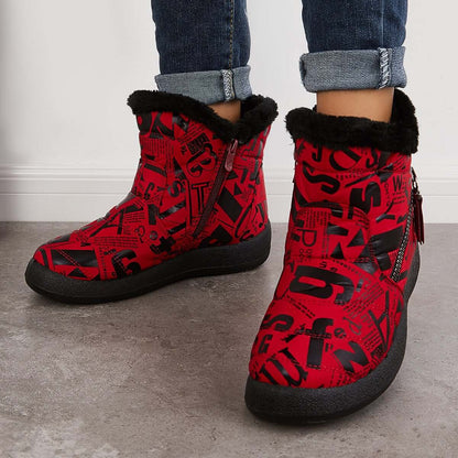 Warm Fur Lining Snow Booties Waterproof Ankle Boots