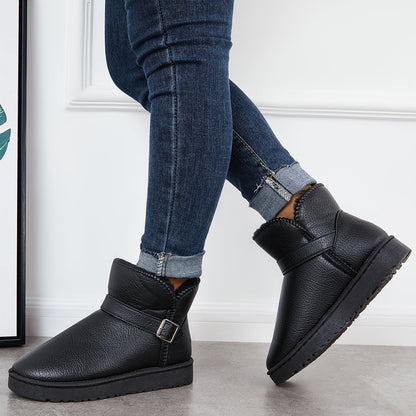 Warm Fur Lining Winter Booties Furry Waterproof Ankle Snow Boots